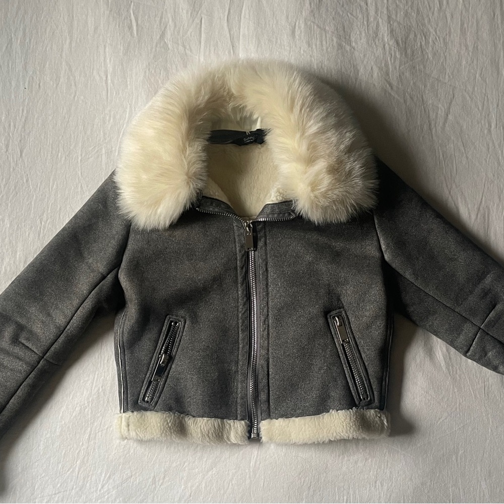 Vintage Sunny33 Faux Shearling Aviator Jacket